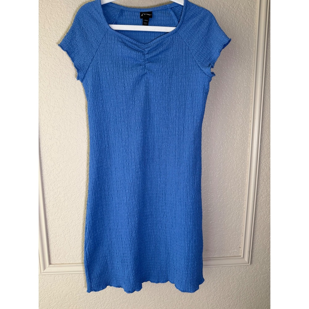 Art Class Girls Blue Crinkle Textured Dress Cinched V-Neck‎ Large 10/12